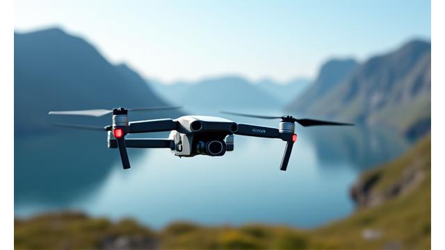 Drone som flyr over et landskap